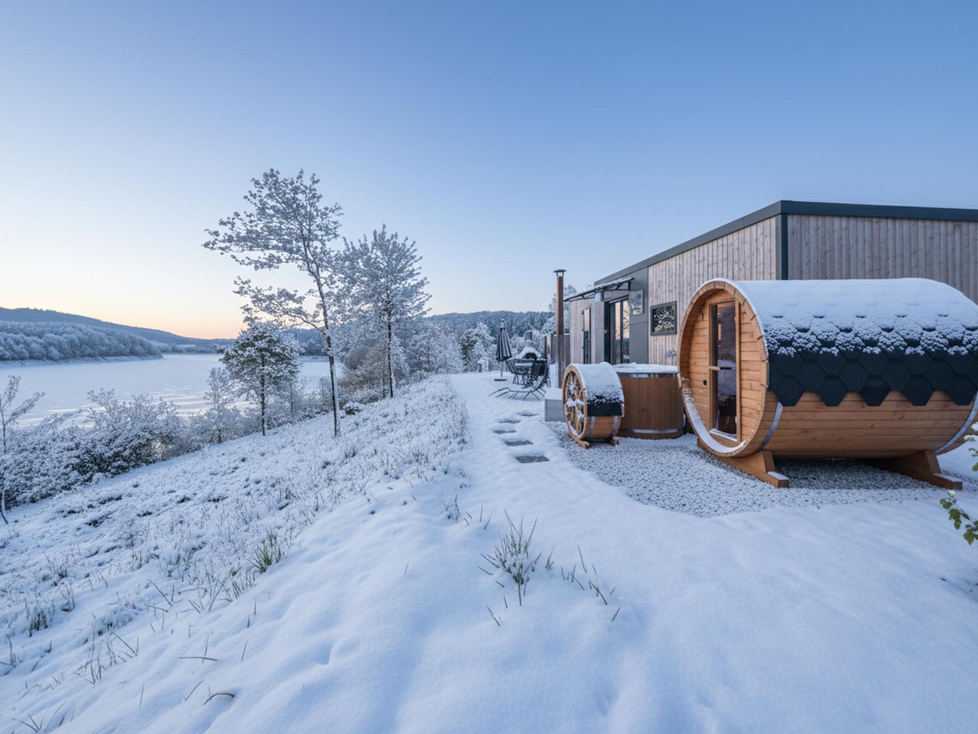 Tiny chalet aan het meer met sauna & hottub